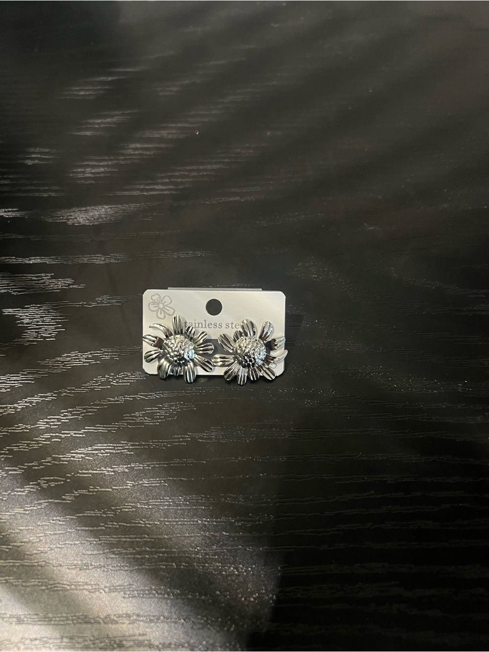 Silver Flower Stainless Steel Stud Earrings